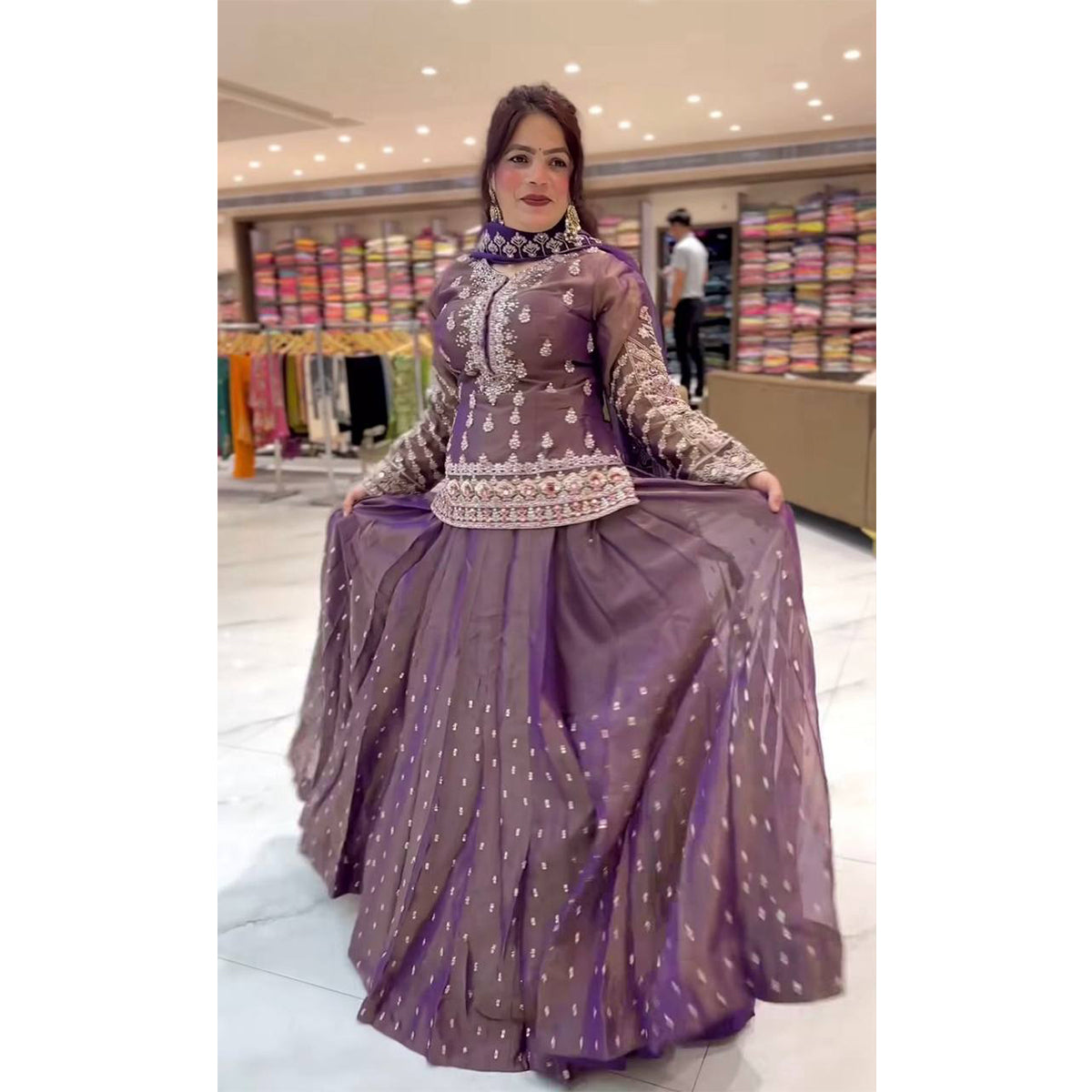 SHAFNUFAB Women's Georgette Ethnic Wear for WomenSemi StitchedSalwarSuit  SF201560