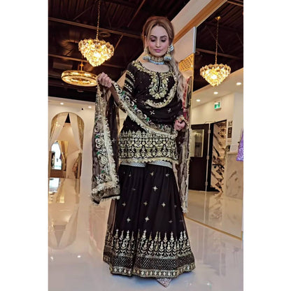 SHAFNUFAB Women's Georgette Ethnic Wear for WomenSemi StitchedSalwarSuit  SF201561