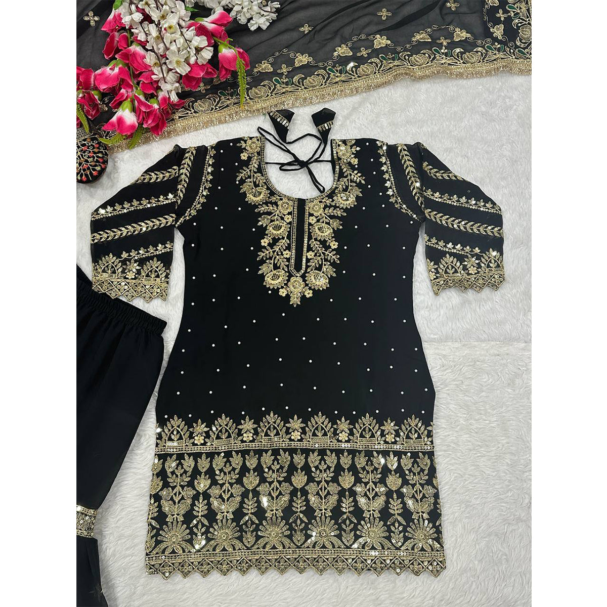 SHAFNUFAB Women's Georgette Ethnic Wear for WomenSemi StitchedSalwarSuit  SF201561