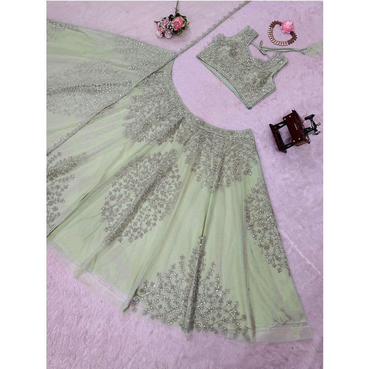 SHAFNUFAB Women's Georgette Ethnic Wear for WomenSemi Stitched sarara Suit Diwali Special SF201562