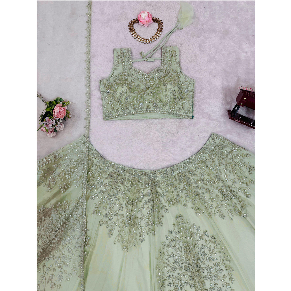 SHAFNUFAB Women's Georgette Ethnic Wear for WomenSemi Stitched sarara Suit Diwali Special SF201562