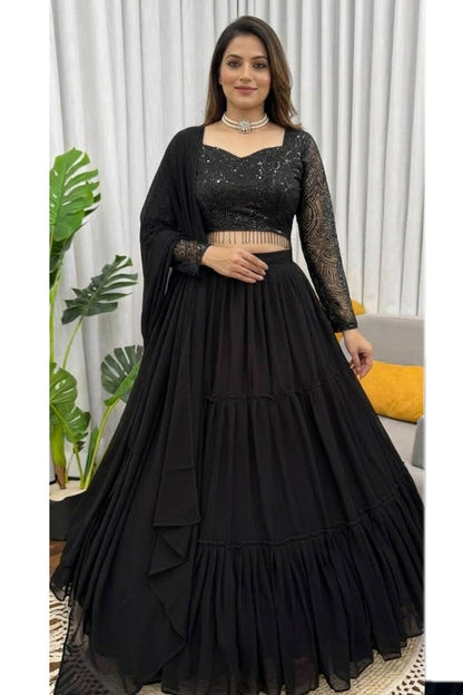 SHAFNUFAB Women's Georgette Ethnic Wear for WomenSemi Stitched sarara Suit Diwali Special SF201563