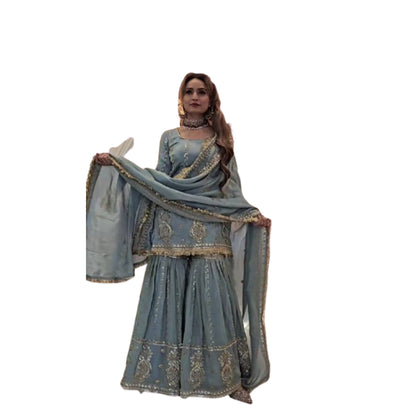 SHAFNUFAB Women's Georgette Ethnic Wear for WomenSemi StitchedSalwarSuit Pakistani Suit  SF201564