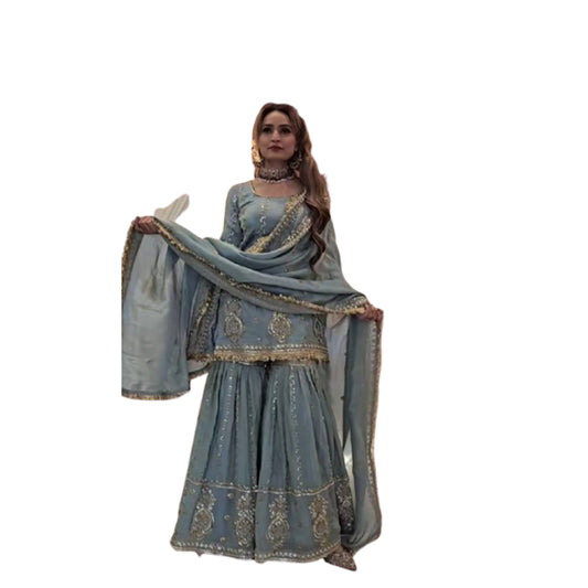 SHAFNUFAB Women's Georgette Ethnic Wear for WomenSemi StitchedSalwarSuit Pakistani Suit  SF201564