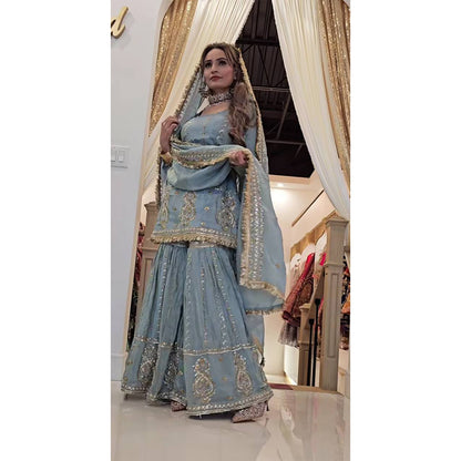 SHAFNUFAB Women's Georgette Ethnic Wear for WomenSemi StitchedSalwarSuit Pakistani Suit  SF201564