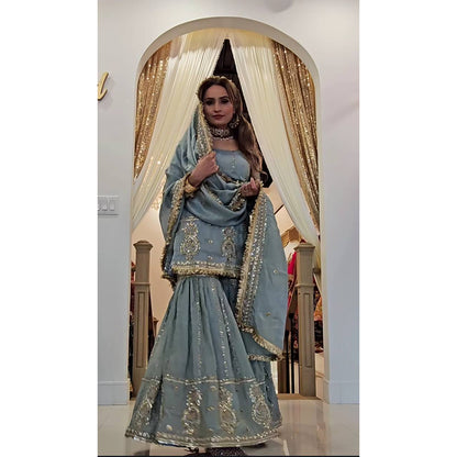 SHAFNUFAB Women's Georgette Ethnic Wear for WomenSemi StitchedSalwarSuit Pakistani Suit  SF201564