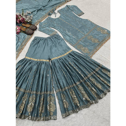 SHAFNUFAB Women's Georgette Ethnic Wear for WomenSemi StitchedSalwarSuit Pakistani Suit  SF201564