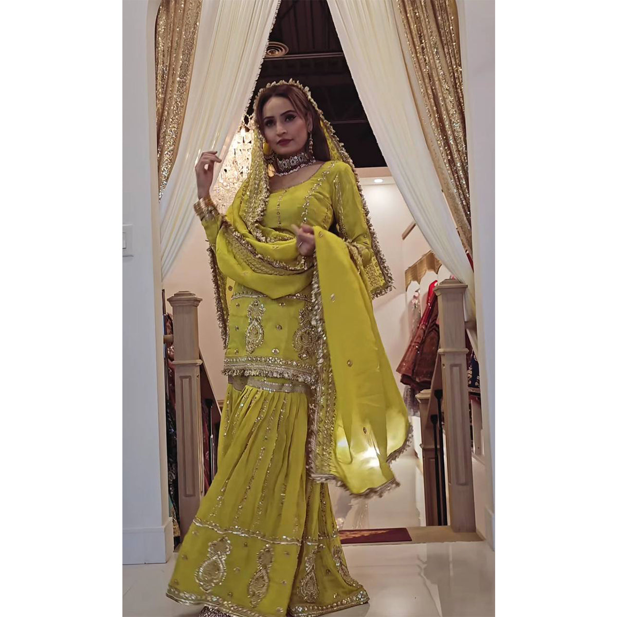 SHAFNUFAB Women's Georgette Ethnic Wear for WomenSemi StitchedSalwarSuit Pakistani Suit  SF201565