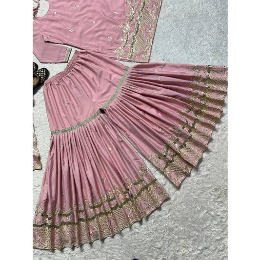 SHAFNUFAB Women's Georgette Ethnic Wear for WomenSemi Stitched sarara Suit  SF201566