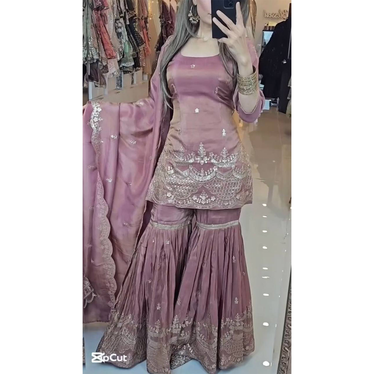 SHAFNUFAB Women's Georgette Ethnic Wear for WomenSemi Stitched sarara Suit  SF201566