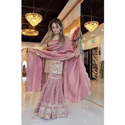SHAFNUFAB Women's Georgette Ethnic Wear for WomenSemi Stitched sarara Suit  SF201566