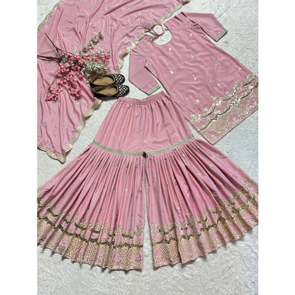 SHAFNUFAB Women's Georgette Ethnic Wear for WomenSemi Stitched sarara Suit  SF201566
