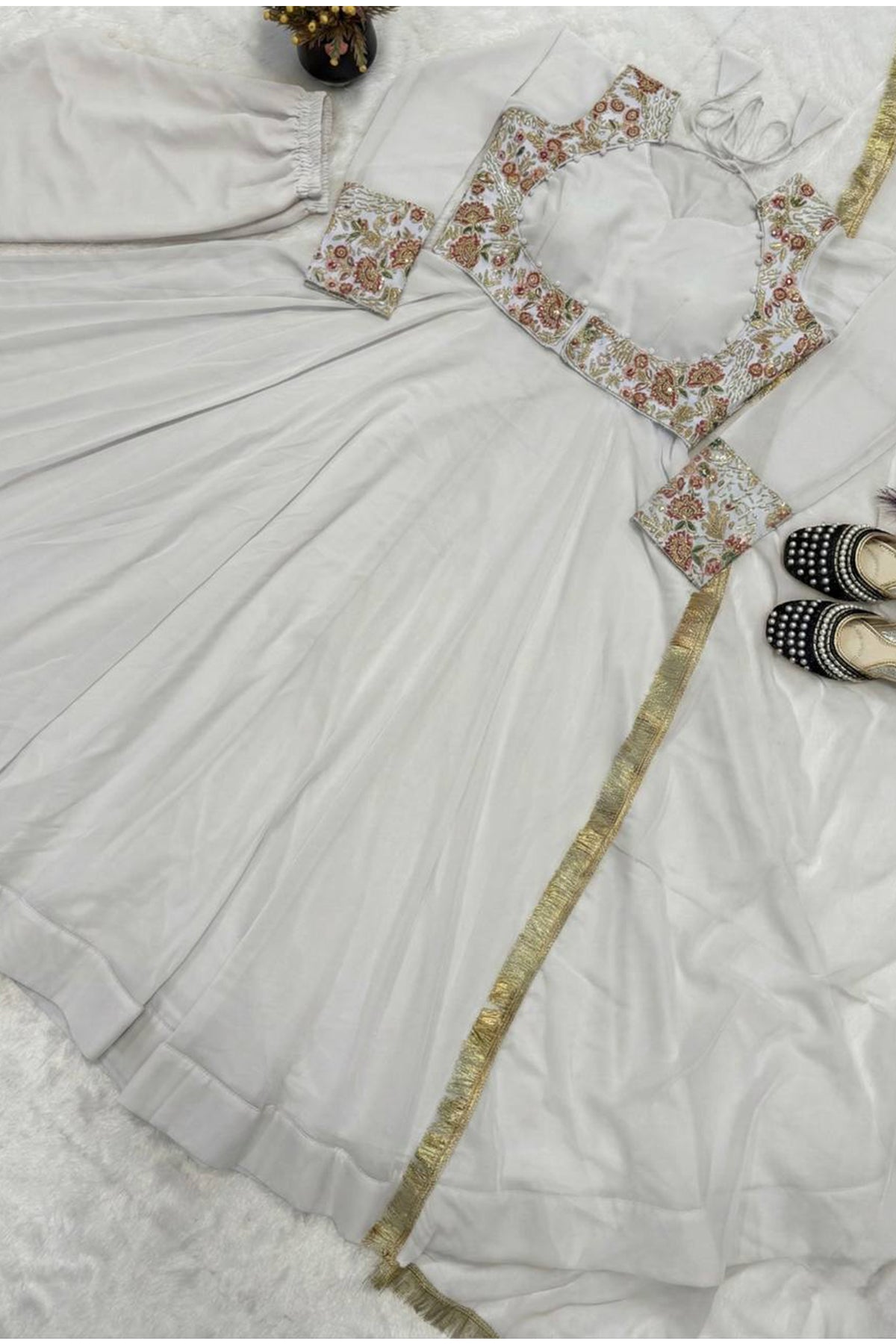 SHAFNUFAB Women's Georgette Ethnic Wear for WomenSemi Stitched sarara Suit Diwali Special SF201567