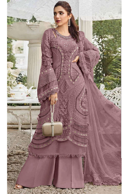 SHAFNUFAB Women's Georgette Ethnic Wear for WomenSemi Stitched sarara Suit Pakistani SuitSF201570