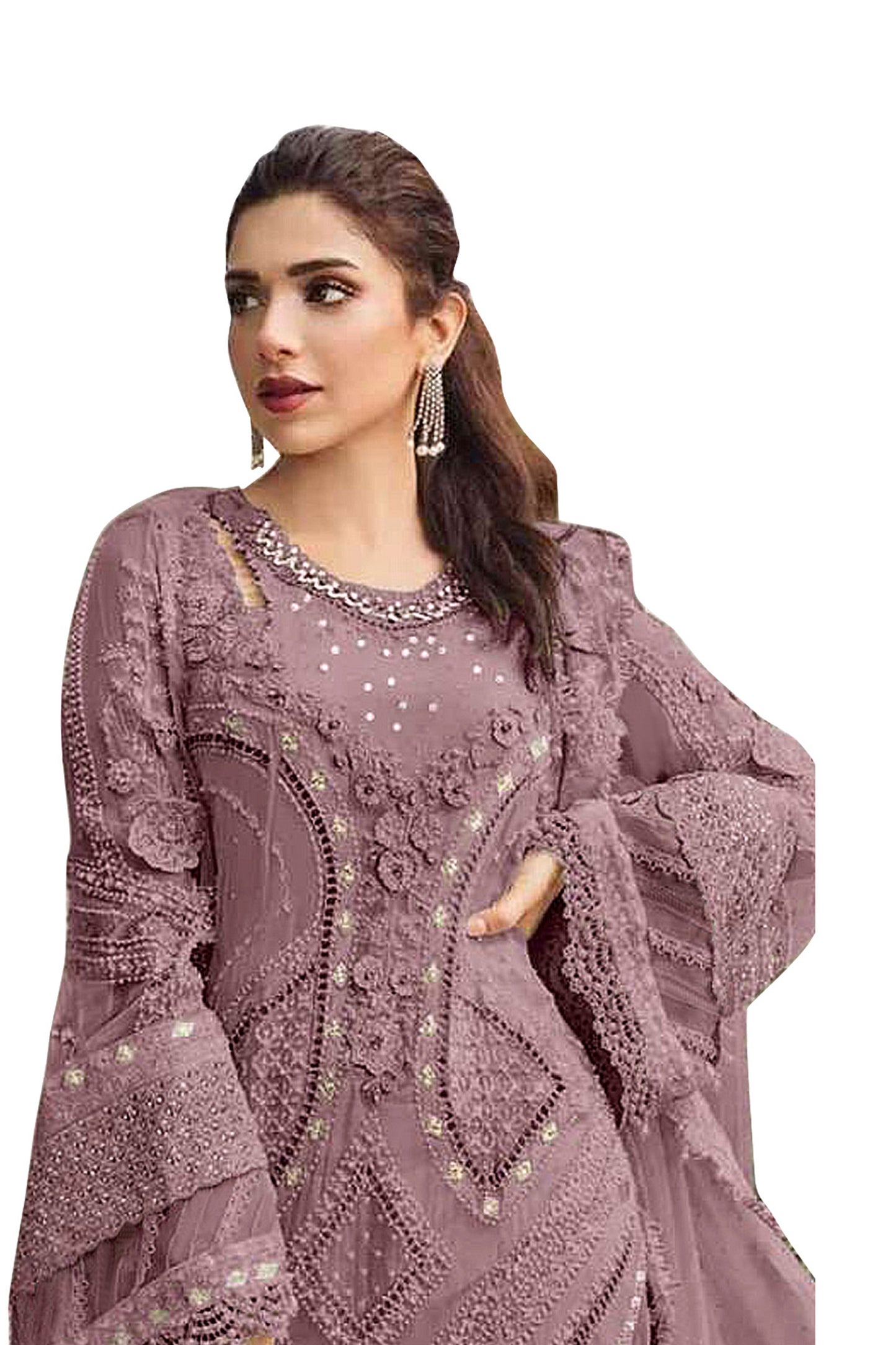 SHAFNUFAB Women's Georgette Ethnic Wear for WomenSemi Stitched sarara Suit Pakistani SuitSF201570