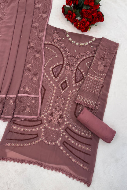 SHAFNUFAB Women's Georgette Ethnic Wear for WomenSemi Stitched sarara Suit Pakistani SuitSF201570