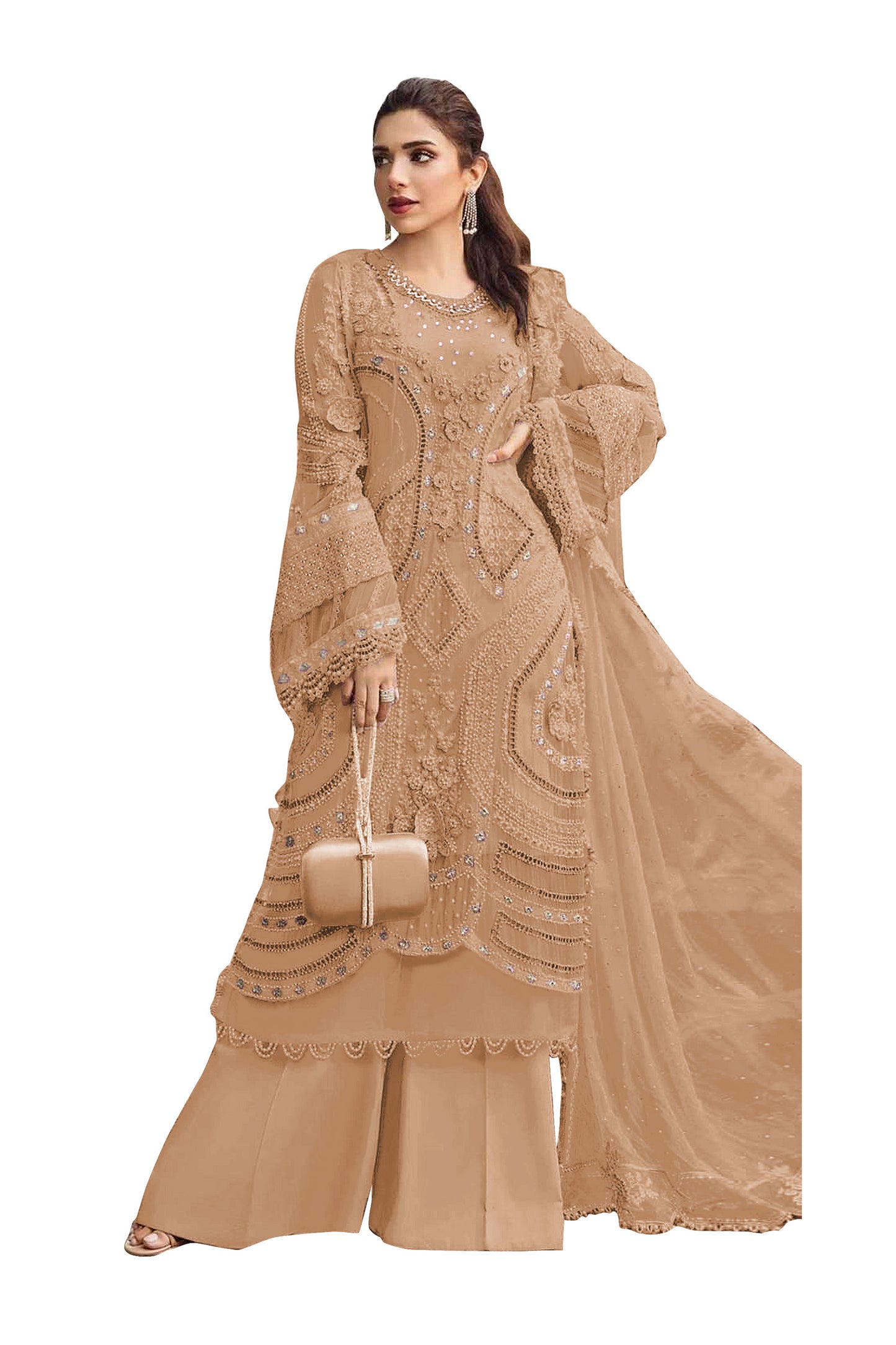 SHAFNUFAB Women's Georgette Ethnic Wear for WomenSemi Stitched sarara Suit Pakistani SuitSF201571