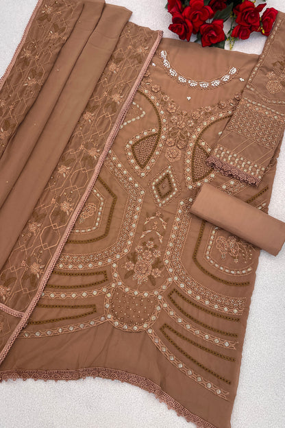 SHAFNUFAB Women's Georgette Ethnic Wear for WomenSemi Stitched sarara Suit Pakistani SuitSF201571