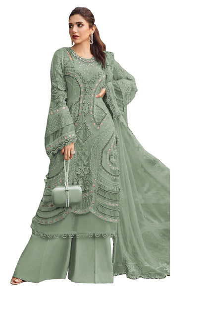 SHAFNUFAB Women's Georgette Ethnic Wear for WomenSemi Stitched sarara Suit Pakistani SuitSF201572