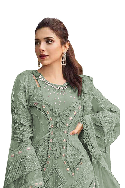 SHAFNUFAB Women's Georgette Ethnic Wear for WomenSemi Stitched sarara Suit Pakistani SuitSF201572