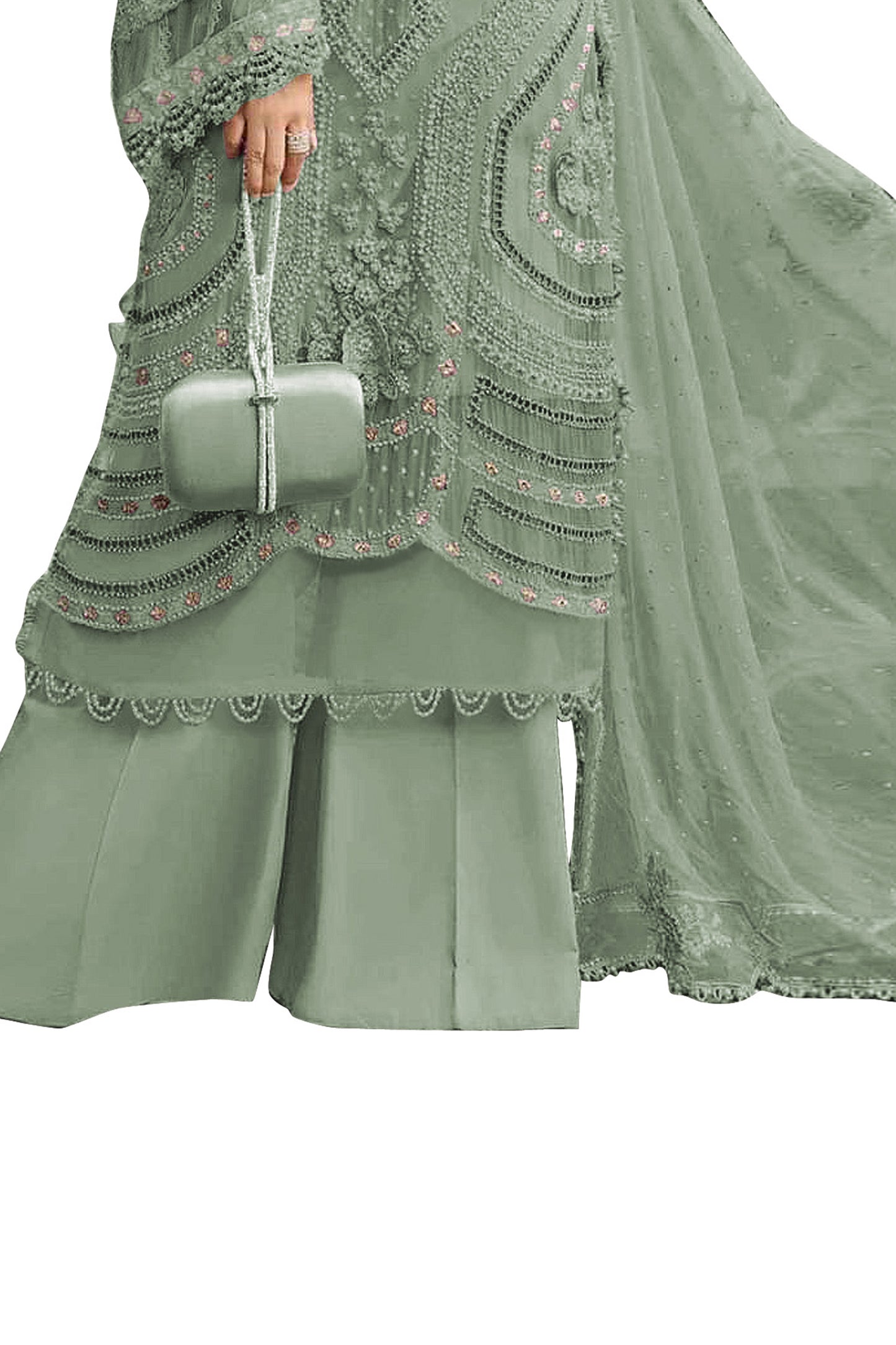 SHAFNUFAB Women's Georgette Ethnic Wear for WomenSemi Stitched sarara Suit Pakistani SuitSF201572