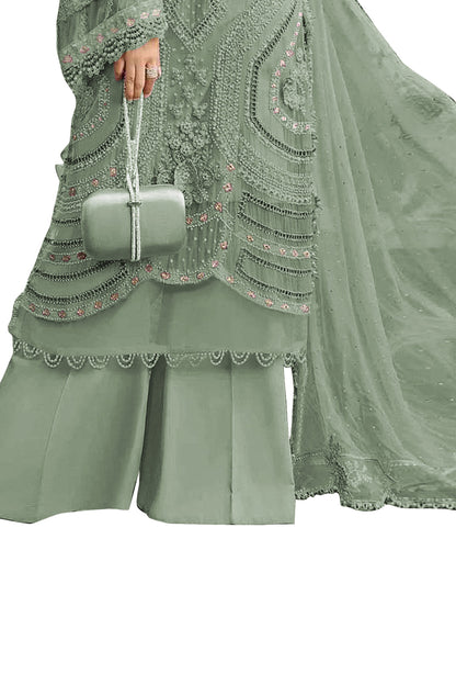 SHAFNUFAB Women's Georgette Ethnic Wear for WomenSemi Stitched sarara Suit Pakistani SuitSF201572