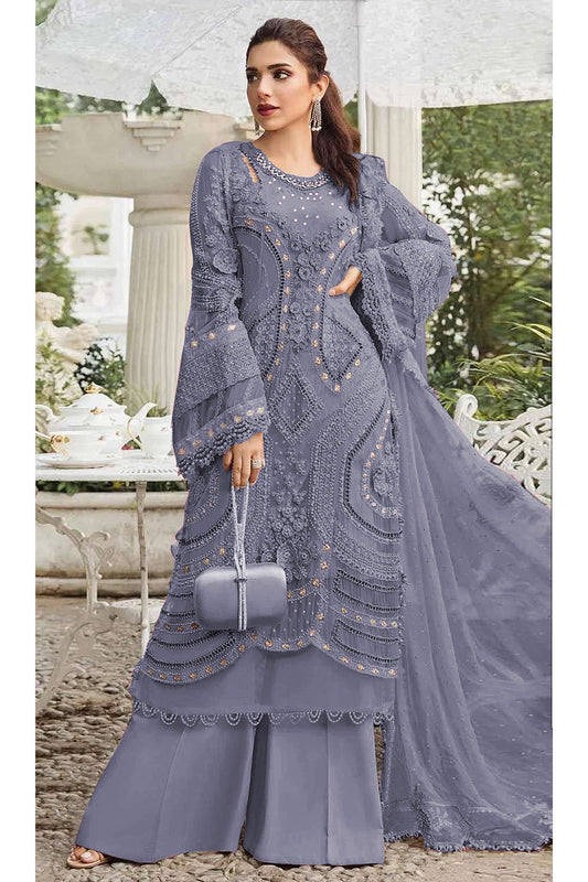 SHAFNUFAB Women's Georgette Ethnic Wear for WomenSemi Stitched sarara Suit Pakistani Suit SF201573