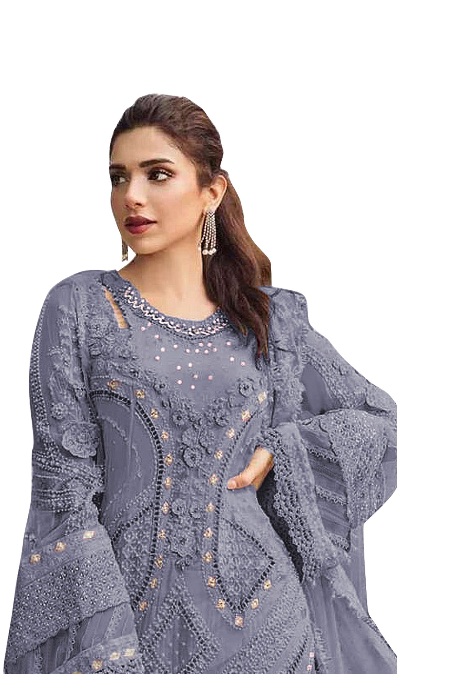 SHAFNUFAB Women's Georgette Ethnic Wear for WomenSemi Stitched sarara Suit Pakistani Suit SF201573