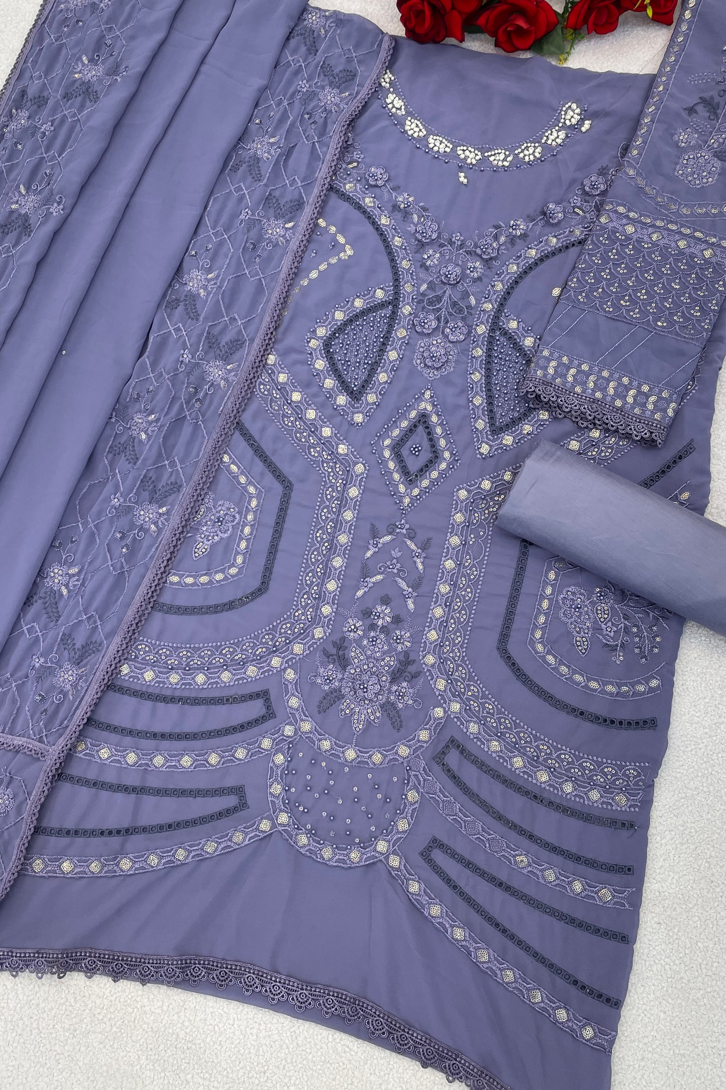 SHAFNUFAB Women's Georgette Ethnic Wear for WomenSemi Stitched sarara Suit Pakistani Suit SF201573