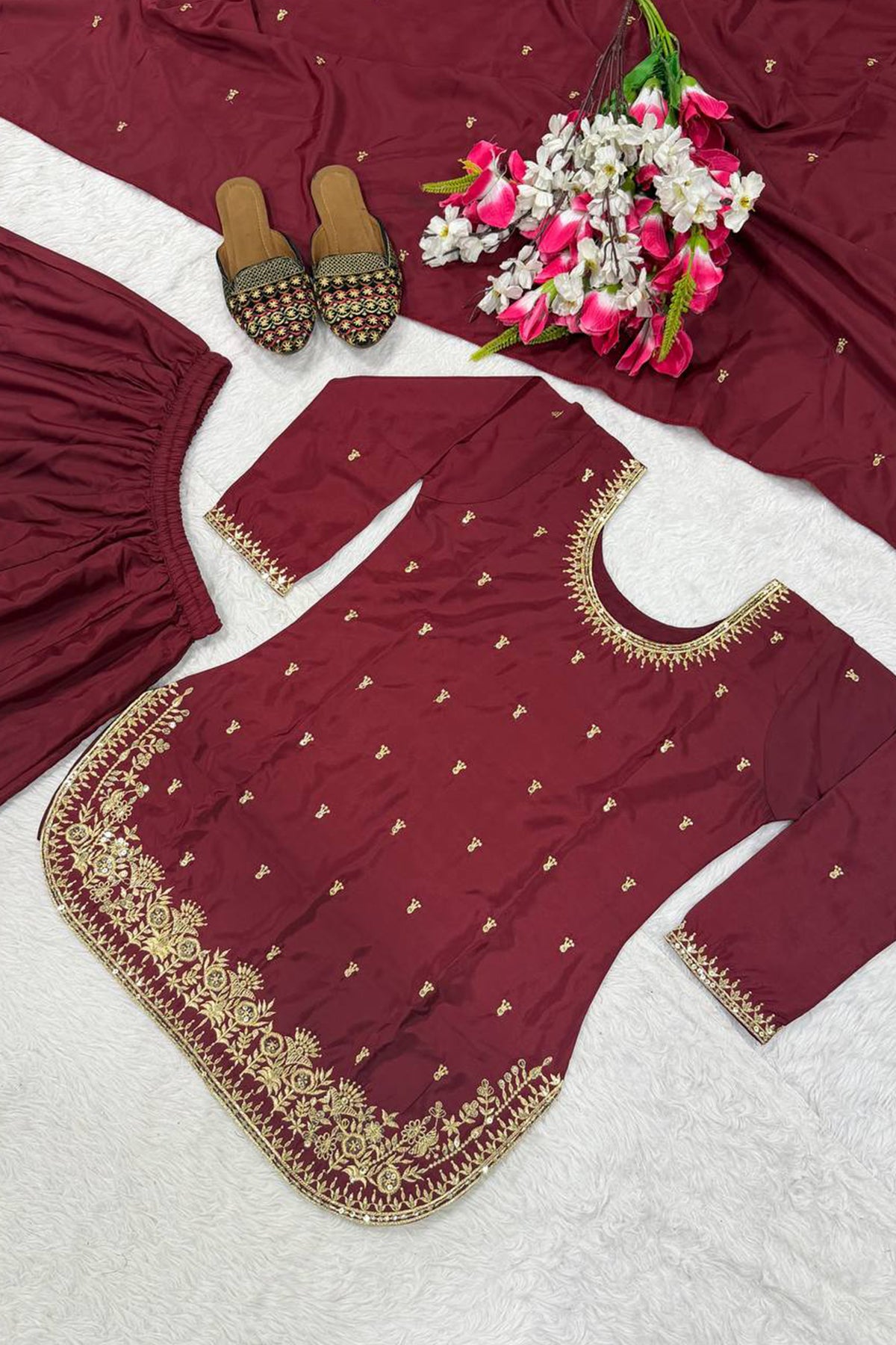 SHAFNUFAB Women's Georgette Ethnic Wear for WomenSemi StitchedSalwarSuit  SF241104