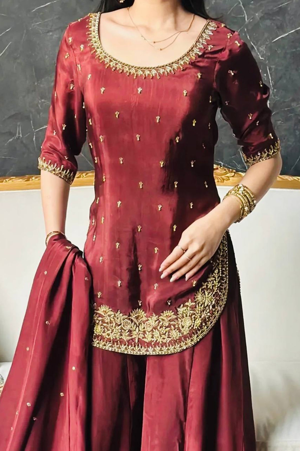 SHAFNUFAB Women's Georgette Ethnic Wear for WomenSemi StitchedSalwarSuit  SF241104
