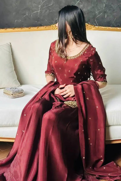 SHAFNUFAB Women's Georgette Ethnic Wear for WomenSemi StitchedSalwarSuit  SF241104