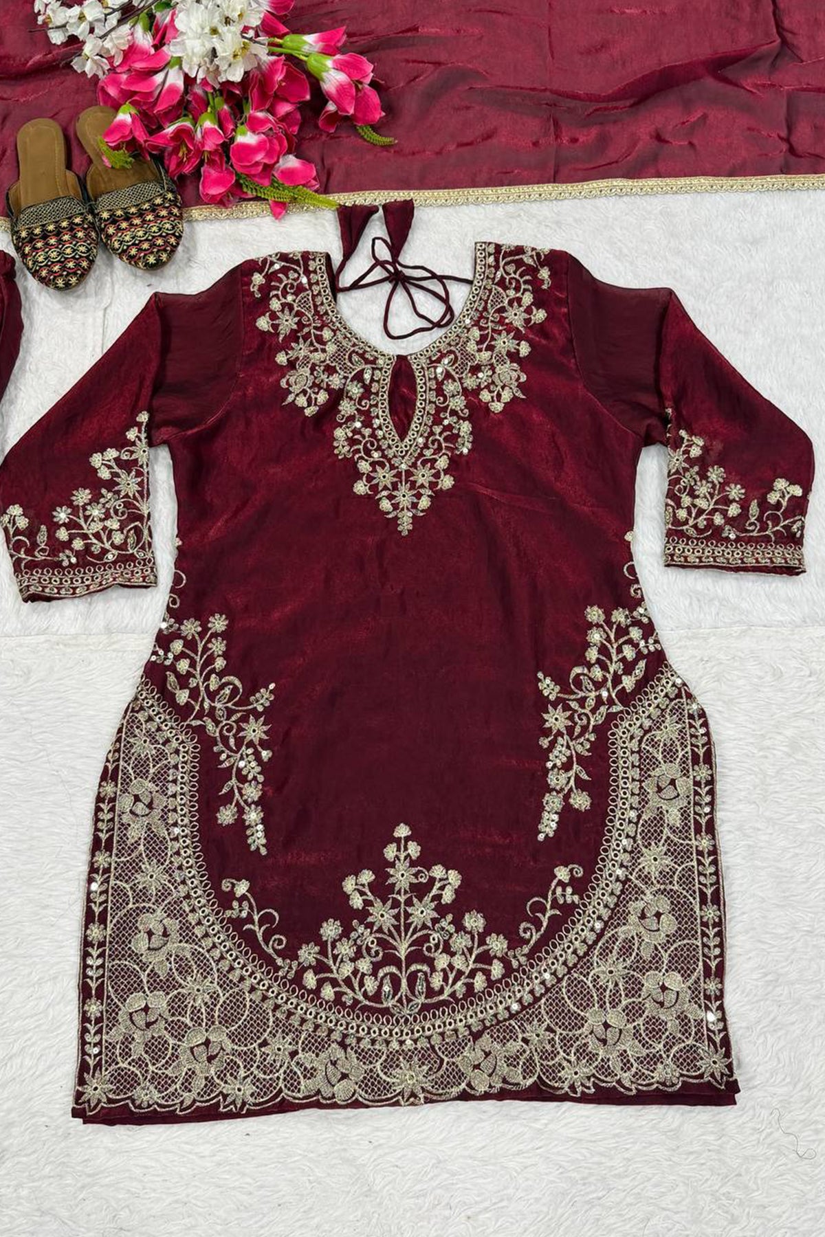 SHAFNUFAB Women's Georgette Ethnic Wear for WomenSemi StitchedSalwarSuit  SF241106