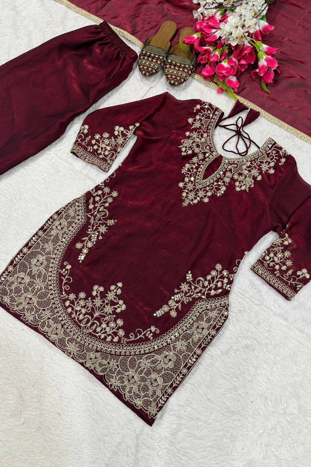 SHAFNUFAB Women's Georgette Ethnic Wear for WomenSemi StitchedSalwarSuit  SF241106