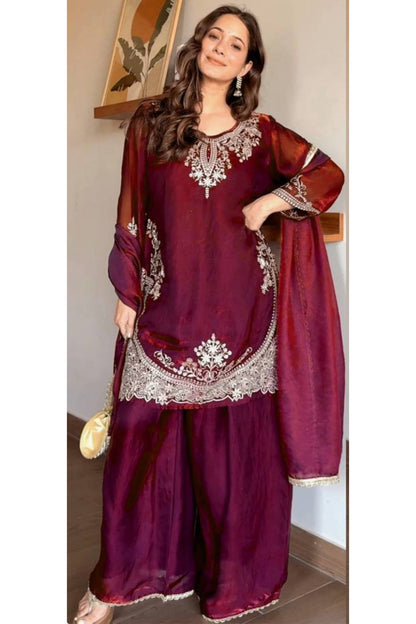 SHAFNUFAB Women's Georgette Ethnic Wear for WomenSemi StitchedSalwarSuit  SF241106