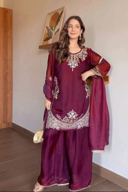 SHAFNUFAB Women's Georgette Ethnic Wear for WomenSemi StitchedSalwarSuit  SF241106