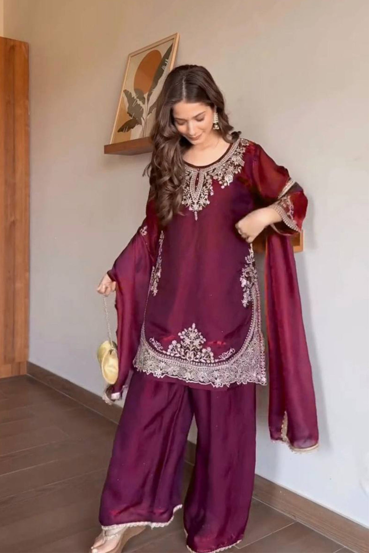 SHAFNUFAB Women's Georgette Ethnic Wear for WomenSemi StitchedSalwarSuit  SF241106