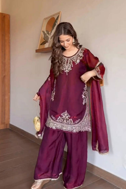 SHAFNUFAB Women's Georgette Ethnic Wear for WomenSemi StitchedSalwarSuit  SF241106