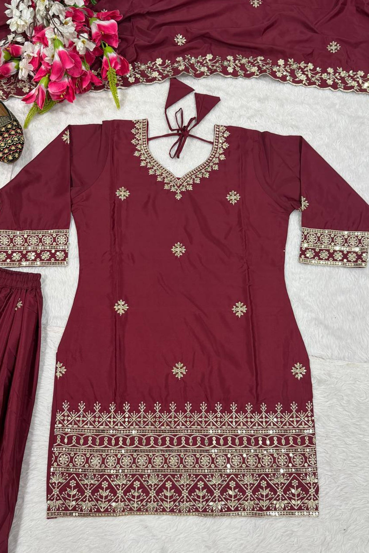 SHAFNUFAB Women's Georgette Ethnic Wear for WomenSemi StitchedSalwarSuit  SF241107