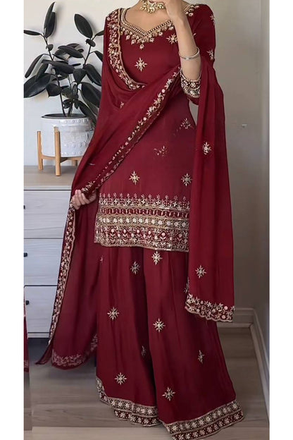 SHAFNUFAB Women's Georgette Ethnic Wear for WomenSemi StitchedSalwarSuit  SF241107