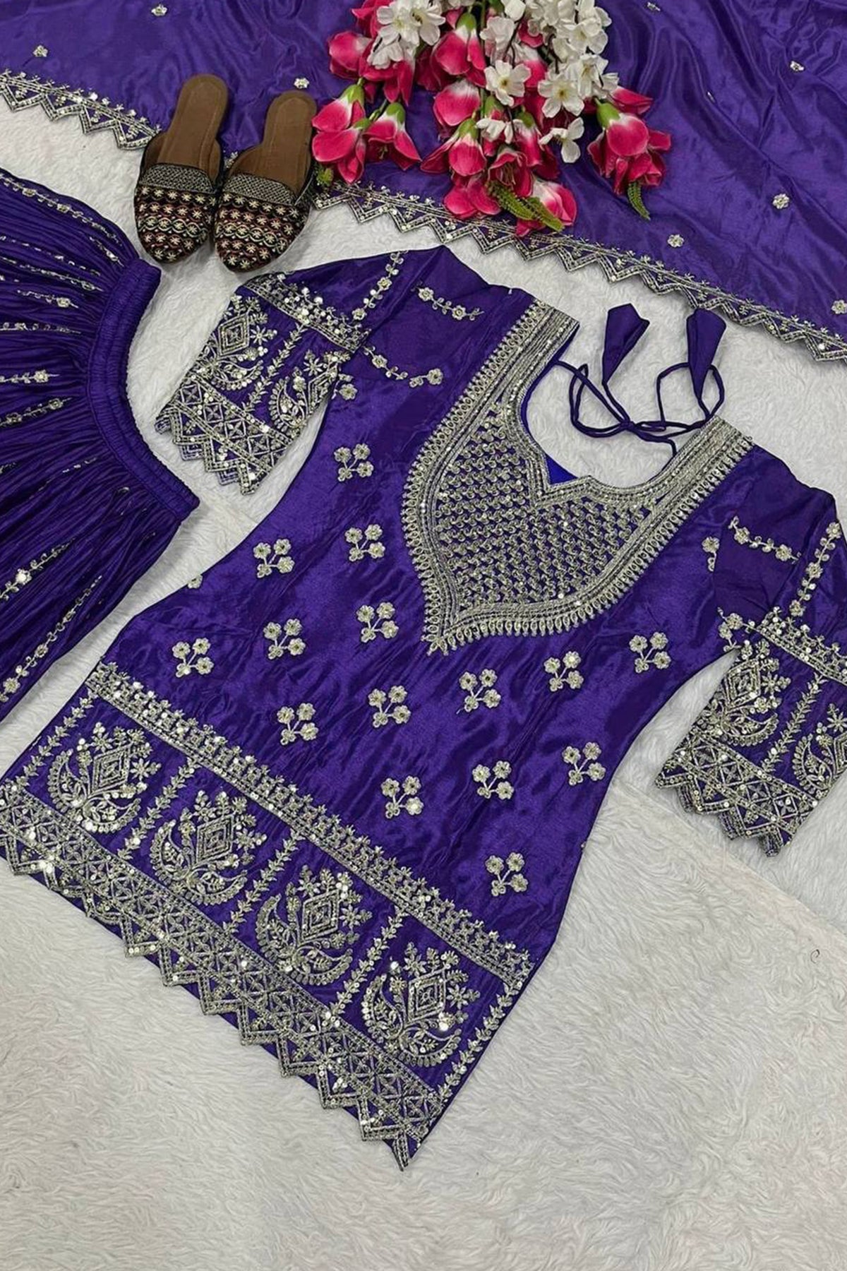 SHAFNUFAB Women's Georgette Ethnic Wear for WomenSemi StitchedSalwarSuit  SF241108