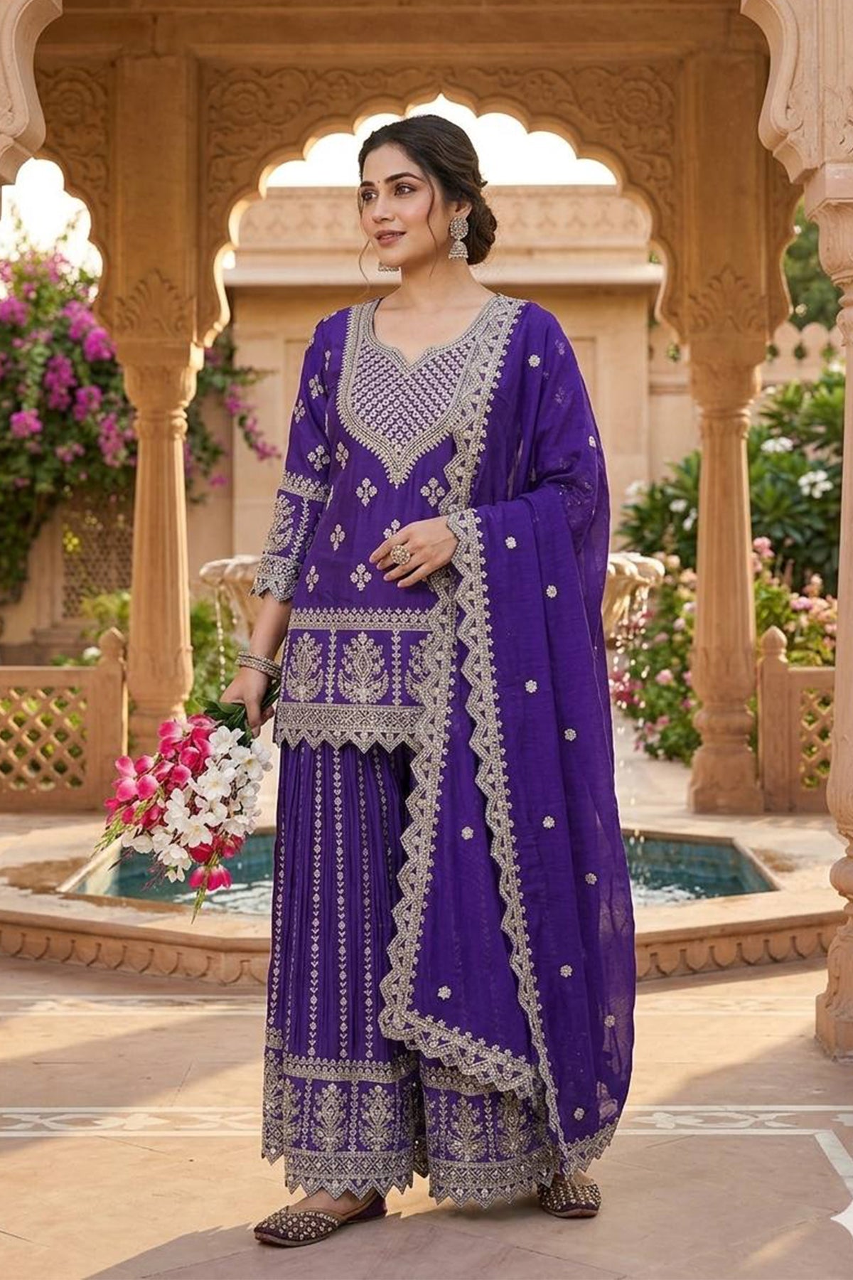 SHAFNUFAB Women's Georgette Ethnic Wear for WomenSemi StitchedSalwarSuit  SF241108