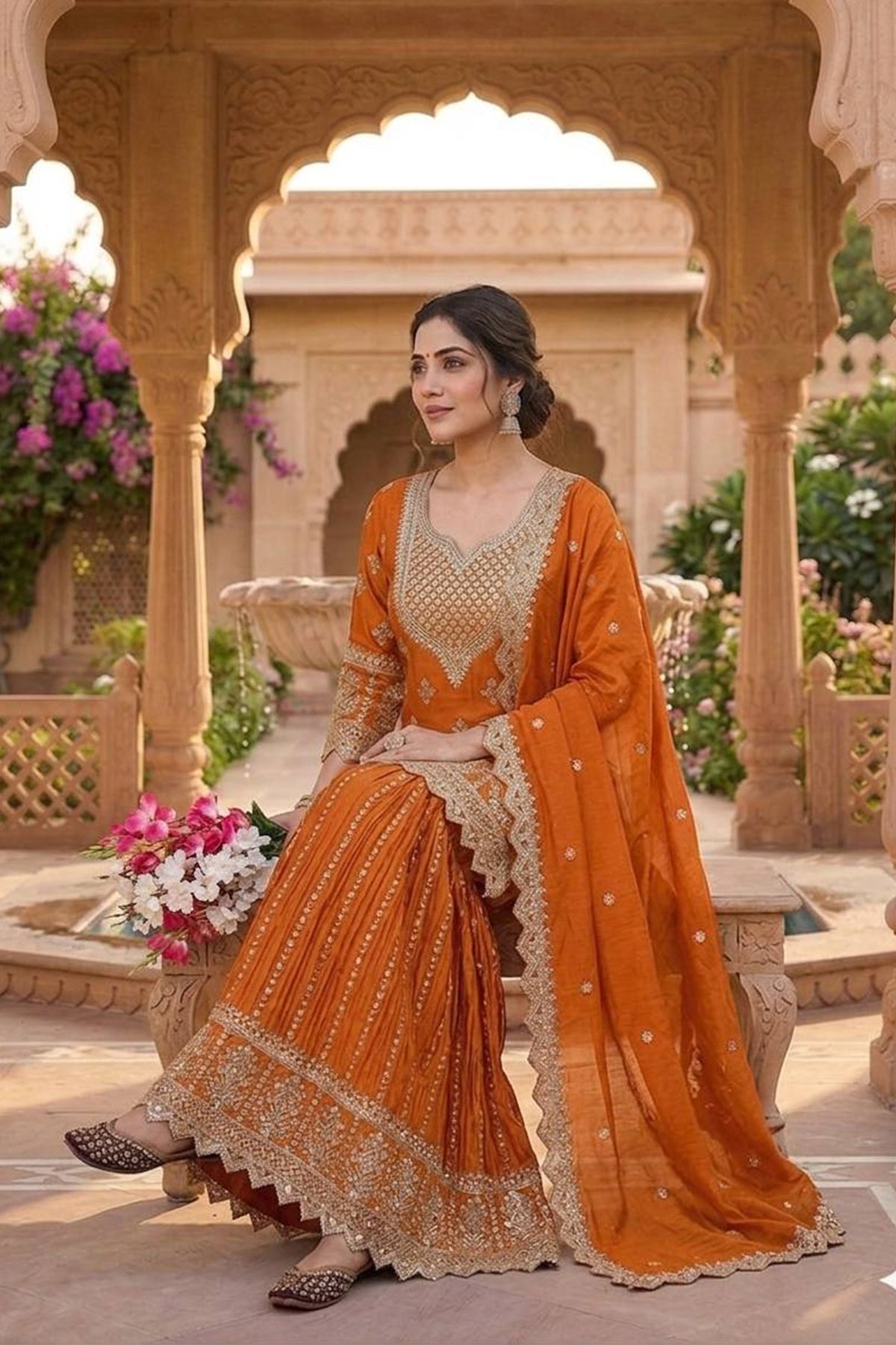 SHAFNUFAB Women's Georgette Ethnic Wear for WomenSemi StitchedSalwarSuit  SF241109