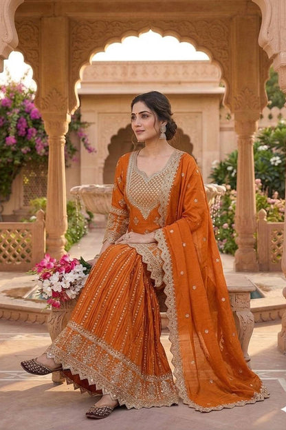 SHAFNUFAB Women's Georgette Ethnic Wear for WomenSemi StitchedSalwarSuit  SF241109