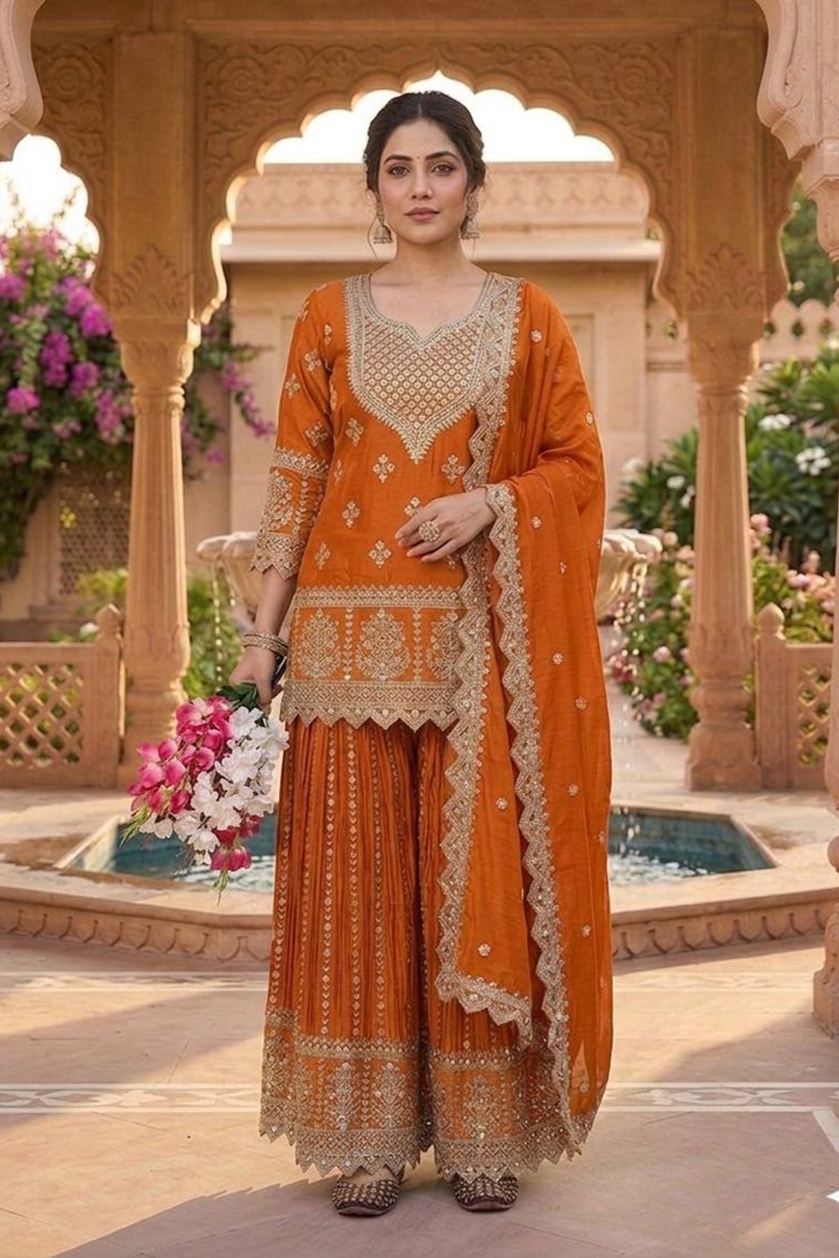 SHAFNUFAB Women's Georgette Ethnic Wear for WomenSemi StitchedSalwarSuit  SF241109