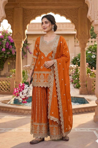 SHAFNUFAB Women's Georgette Ethnic Wear for WomenSemi StitchedSalwarSuit  SF241109
