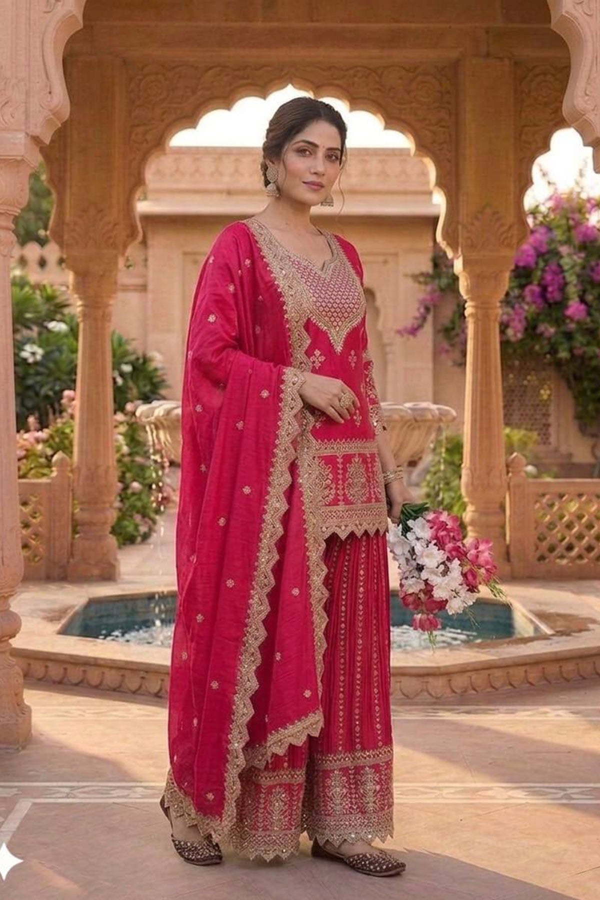 SHAFNUFAB Women's Georgette Ethnic Wear for WomenSemi StitchedSalwarSuit  SF241110