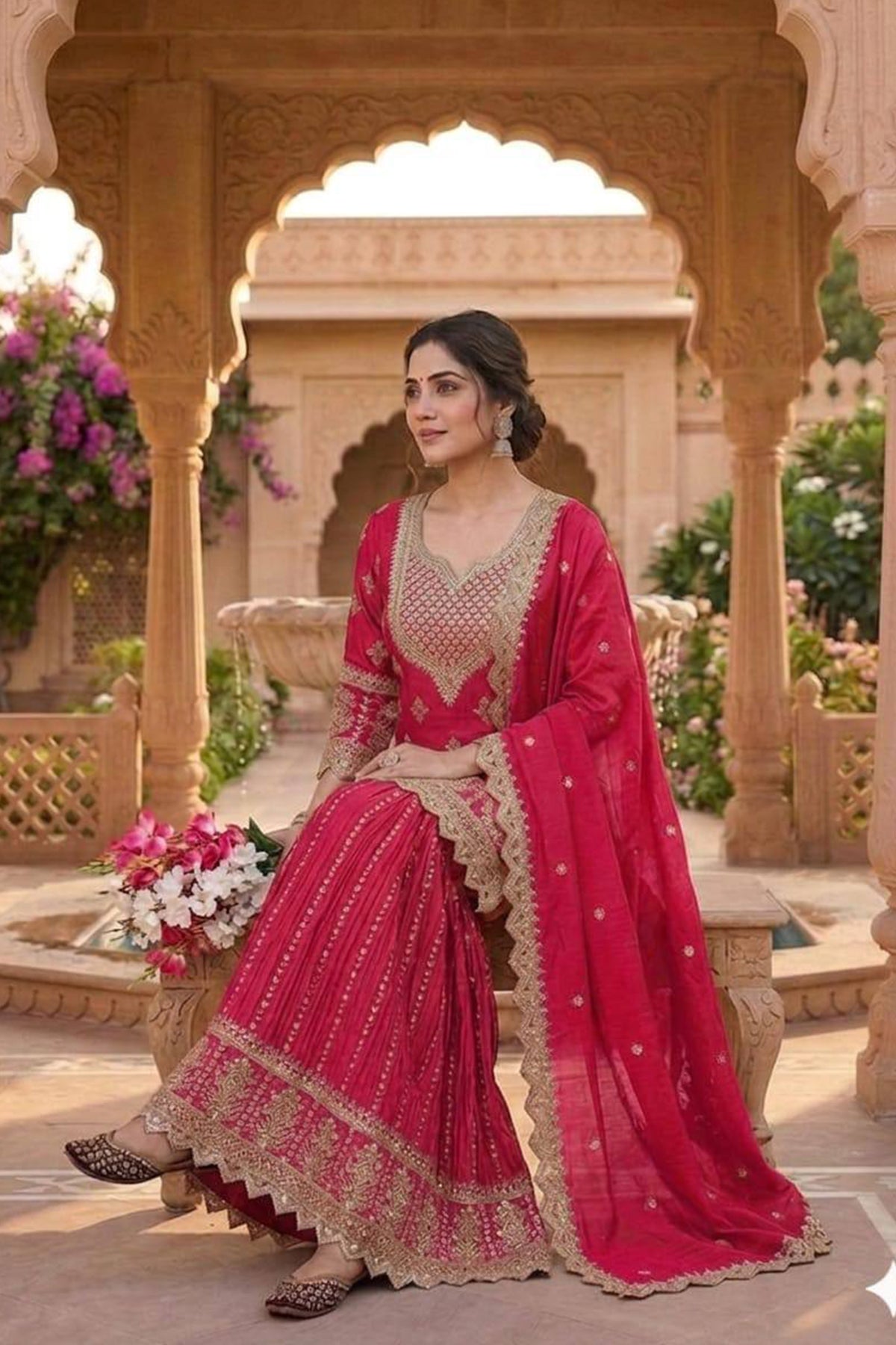 SHAFNUFAB Women's Georgette Ethnic Wear for WomenSemi StitchedSalwarSuit  SF241110