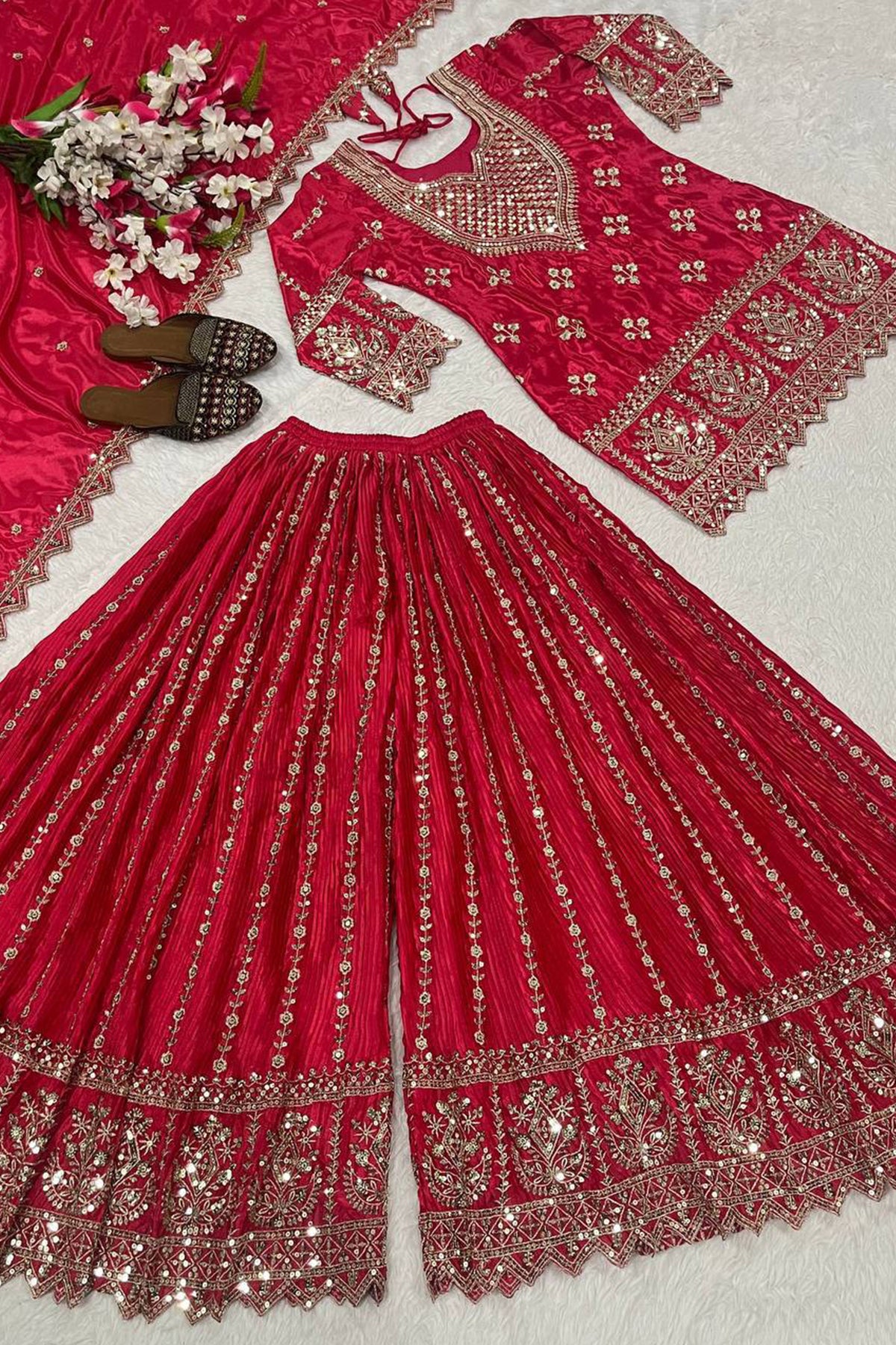 SHAFNUFAB Women's Georgette Ethnic Wear for WomenSemi StitchedSalwarSuit  SF241110