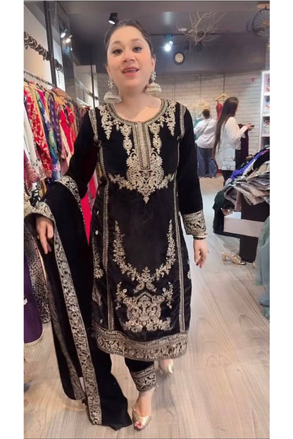 SHAFNUFAB Women's Georgette Ethnic Wear for WomenSemi StitchedSalwarSuit  SF241112